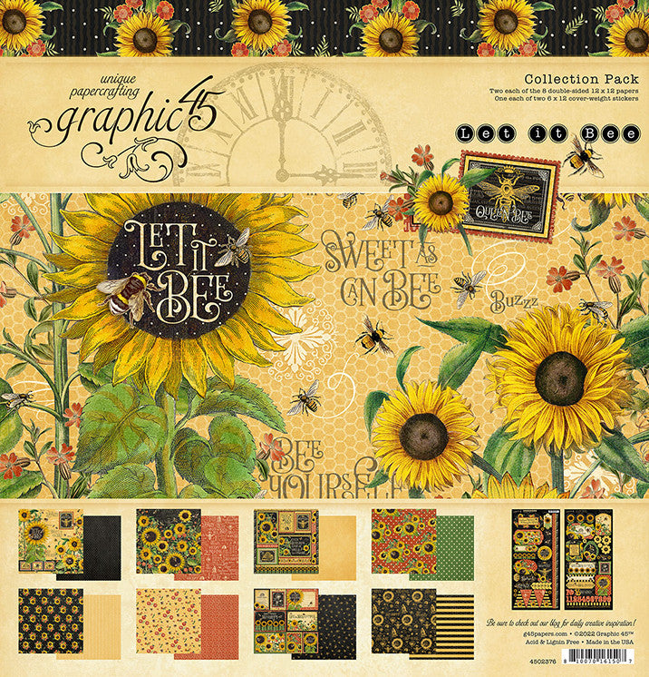 Paquete de colección Graphic 45 Let it Bee de 12" x 12"